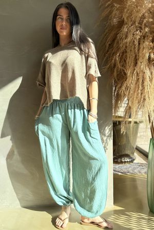 Basso Shirring Balloon Pant Deep Sage